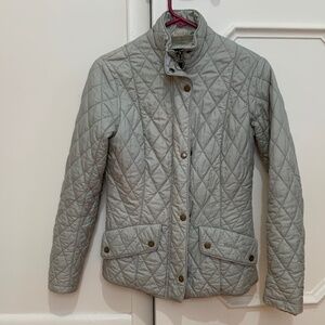 Barbour Flyweight cavalary US sz 4 sliver grey light moss green used jacket